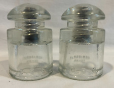 Set of 2 Vintage Hemingray CSC Clear Glass Insulators Made in USA 1940s 1949 picture