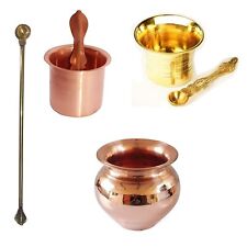 Combo of Copper Puja Kalash/Brass Pancha Patra/Hawan Surva Hindu puja Items picture