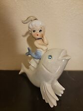 Vintage Norcrest Ceramic Mermaid on Iridescent Fish, Wall Plaque, Figurine picture