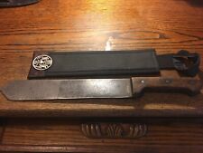 Vintage US Custom Large Knife Machete w/ Sheath, Wood Grip, Estate Find, Tight  picture