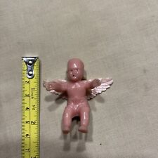 Vintage 2” Angel Baby Christmas Mini Plastic Ornament - Pink picture