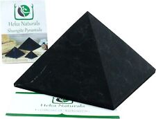 Heka Naturals Unpolished Shungite Pyramid Black Stone Crystal | 4 Inch 4  picture
