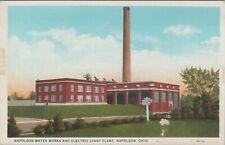Water Works electric light plant Napoleon Ohio Shaff's drug stores postcard A585 picture