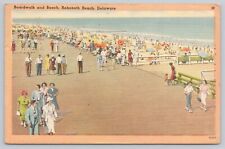 Rehoboth Beach Delaware, Boardwalk & Beach Sunbathers, Vintage Postcard picture