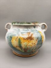 Studio Art Pottery Planter Two Ear Pot Vase Jug Vintage Rustic Handles BOHO 7