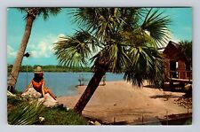 Indian Rocks Beach FL-Florida, Tiki Gardens, Antique, Vintage c1974 Postcard picture