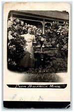 c1910's Woman Picking Flowers From Blackduck Minnesota MN RPPC Photo Postcard picture