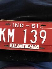 Vintage License Plate Indiana 1961 Safety Pays picture