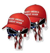 TRUMP SKULL STICKERS Waving American Flag MAGA Hat Decals 3