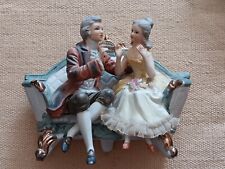 Vintage Cucci Royal Crown Porcelain Victorian Couple On Couch Figurine 5x7” picture