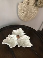 MCM 3 Section Veined Oak Leaf Relish or Appitizer Pottery Dish  10.5” picture