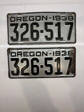 Vintage 1938 Oregon License Plates, PAIR 326-517 picture