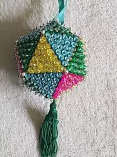 Vintage Push Pin Beaded Sequin Satin Christmas Ornament Geometric picture