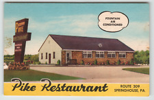 Postcard Vintage Linen Pike Restaurant in Spring House PA picture