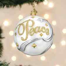 Old World Christmas PEACE & JOY ROUND (54506) Glass Ornament w/ OWC Box picture