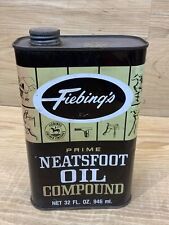 Vintage Fiebings Neatsfoot Oil Compound 32 FL. Oz. Can 90% (Full)￼ Advertising picture
