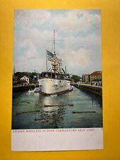 Postcard U.S. Cruiser Maryland in Dock Charlestown Navy Yard *C5142 picture