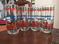 SET of 4 Vintage Pepsi Cola Glasses 1970's Tiffany Style-Stained Glass 16 OZ EUC picture