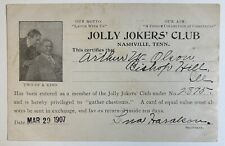 Jolly Jokers Club Nashville, Tennesse Antique Membership Card Olson, Bishop Hill picture