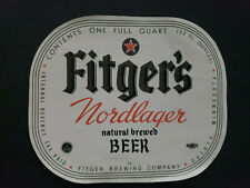 1970s Fitger's Nordlager Beer Bottle Label Duluth Minn - 1 Quart - NOS (PB127) picture