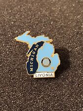 Vintage Enamel Michigan Shaped Rotary International Membership Pin Livonia MI picture