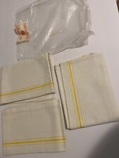 Set of 3 NOS Vintage Yellow Stripe Linen Kitchen Towels 33x17” Grannycore picture