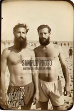 Two Bearded Beach Goers Enjoying The Sun  Print 4x6 Gay Interest Photo #126 picture