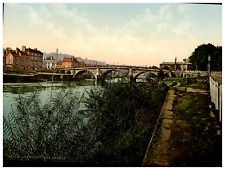England. Bewdley. The Bridge. Vintage photochrome by P.Z, photochrome Zurich  picture