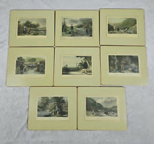 Vintage Lady Clare Placemats Fishing Fly Fishing Set Of Tablemats lot of 8 picture