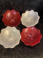 Set of 4 Red  And White Tupperware Scalloped Shell Bowls Candy Dishes 5443A picture