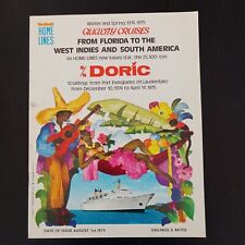 SS DORIC Home Lines Cruise 1974 Brochure Deck Plans Rates Florida S. America picture