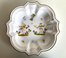 Vintage French Faience Moustiers Wall Plate Hand Painted Scalloped Edge picture