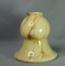 1930 Art Deco Loetz Trumpet Cream Cased Marbled Glass Lamp Light Shade Slag Bell picture