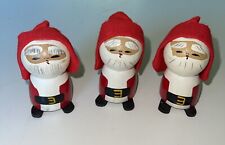 3-Vintage Wood Painted Santa Claus’ Christmas Holiday Decor Made In Japan 2.5