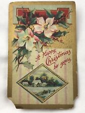 A Happy Christmas Be Yours Antique Postcard Vintage Embossed picture