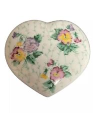 Vintage Otagiri Pansy Floral Heart Shaped Trinket Box Made In Japan picture