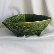 VTG MCM Covina Pottery 7X3 Footed Ceramic Planter Dish # 926 In Avocado Green picture