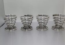 4 Vintage Retro Metal Spring Spiral Egg Holder Cups Stands Set of 4 Nice 2” picture