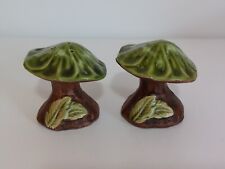 Vintage Treasure Craft Green Brown Mushroom Salt And Pepper Shakers picture