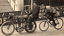 C.1910 EARLY MOTORCYCLE BICYCLE RACING, SIMAR, BERTIN FRANCE Postcard P21 picture