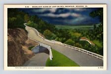 Roanoke VA-Virginia, Moonlight on Loop Mill Mountain, Vintage Postcard picture