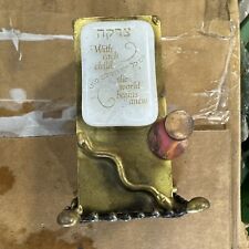 Vintage Gary Rosenthal Judaica fused art glass and mixed metals Tzedakah box B2 picture