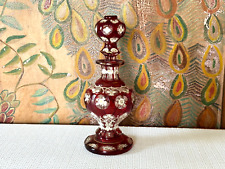 Antique Cut to Clear Bohemian Moser Style Glass Vanity Cologne Perfume Bottle picture