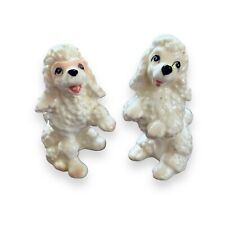 Vintage Mid Century Ceramic White Poodles Salt Pepper Shakers Japan Kitschy Cute picture