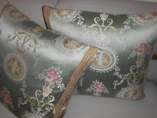 Designer Pillows Lampas Fabric Light green Neoclassical Design custom new PAIR picture