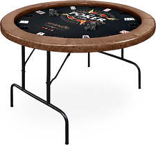 SereneLife Rounded Casino Poker Game Furnished with Cushioned Rail with 8 Drink  picture