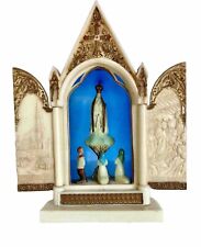 Vintage Our Lady Of Fatima Altar Shrine Retablo Glow In The Dark 7 3/8