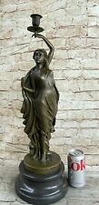 Western Belle Girl Figure Candle Holder Decorative Original Bronze Nymph Statue picture