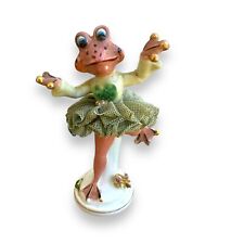 Vintage Japan Ceramic Ballerina Frog With Crown Princess Dancing Tutu 60s  picture