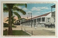 Postcard Republic Panama Colon Broadway Showing Cottages horse carriage houses picture
